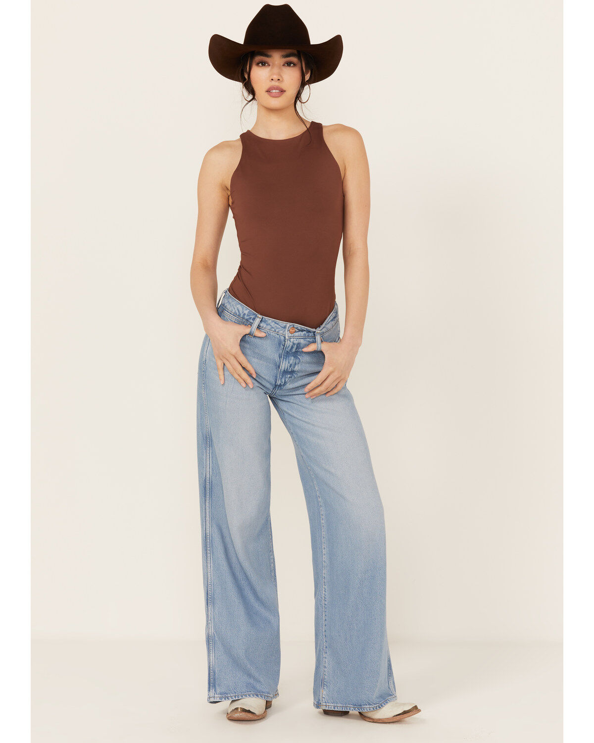 Image #1 - Wrangler Women's Medium Wash Worldwide Mid Rise Wide Leg Denim Jeans, Medium Wash, hi-res