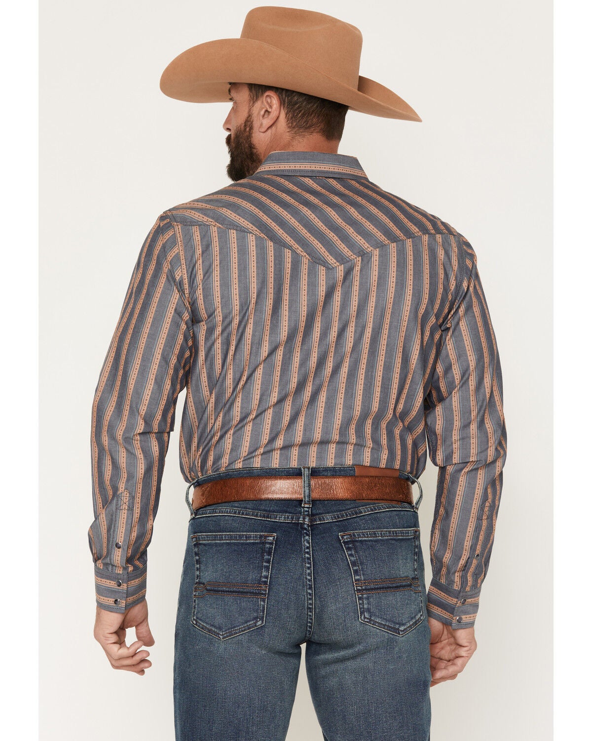 Image #4 - Cody James Men's Trigger Striped Print Long Sleeve Snap Western Shirt, Blue, hi-res