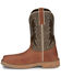 Image #3 - Justin Men's Bolt Redwood Pull On Soft Work Boots - Square Toe, Brown, hi-res