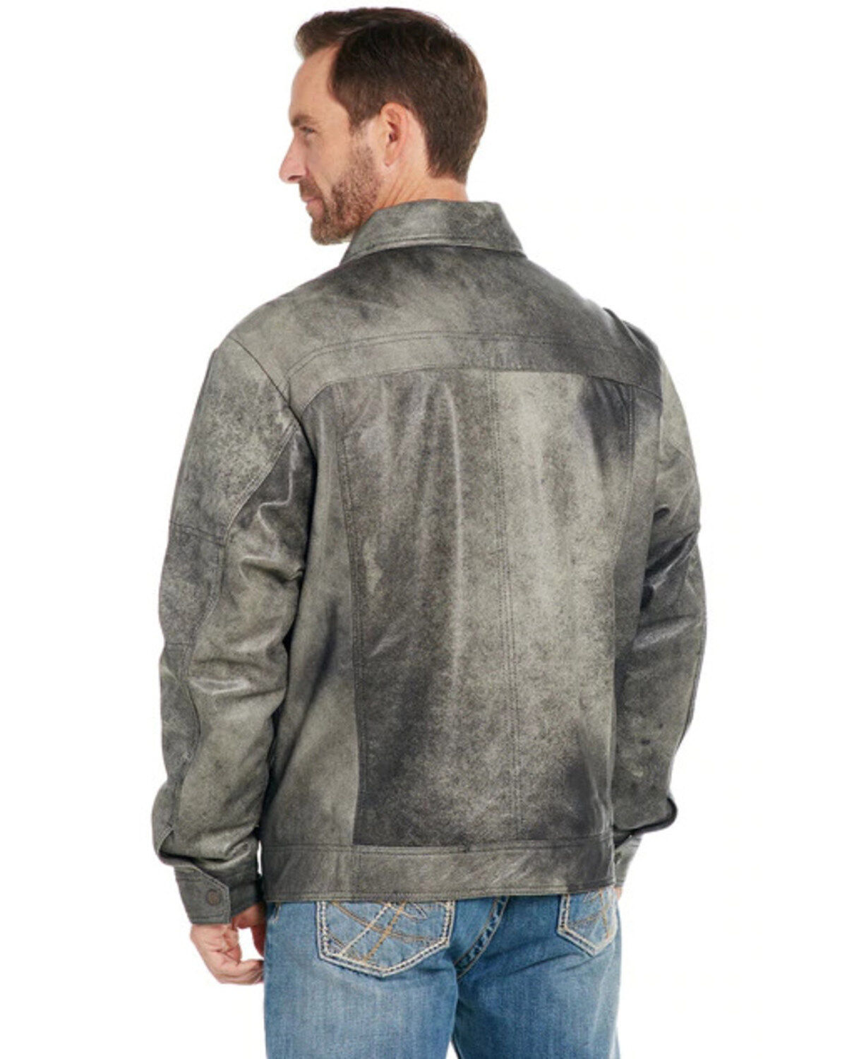 Image #2 - Cripple Creek Men's Open Bottom Zip Front Distressed Lamb Nappa Jacket, , hi-res