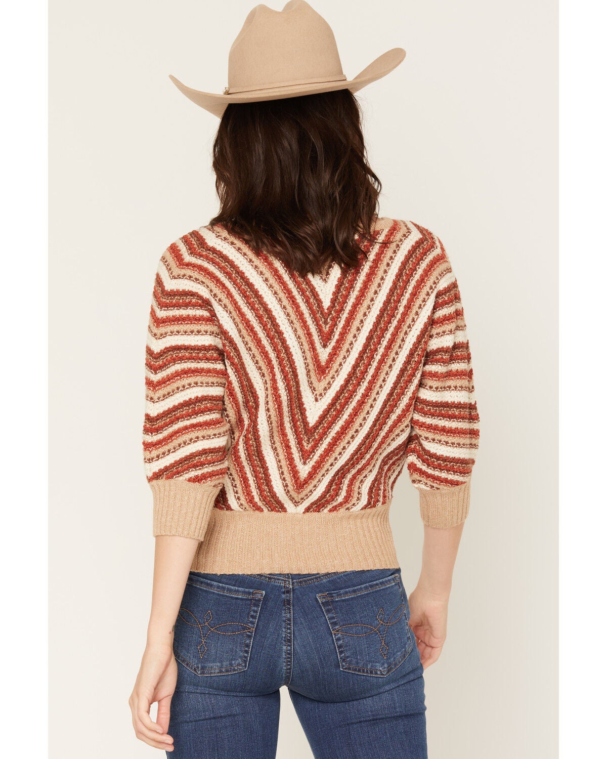Image #4 - Shyanne Women's Vera Striped Dolman Sweater, Khaki, hi-res