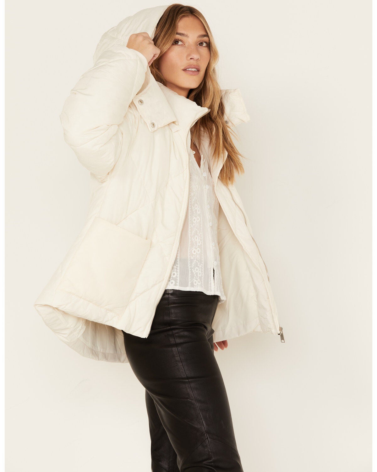 Image #2 - Free People Women's Emmy Swing Puffer Jacket, Ivory, hi-res