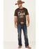 Cinch Men's Brown Vintage Logo Short Sleeve T-Shirt , Brown, hi-res