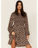 Molly Bracken Women's Printed Long Sleeve Smoked Fit & Flare Dress, Pink, hi-res