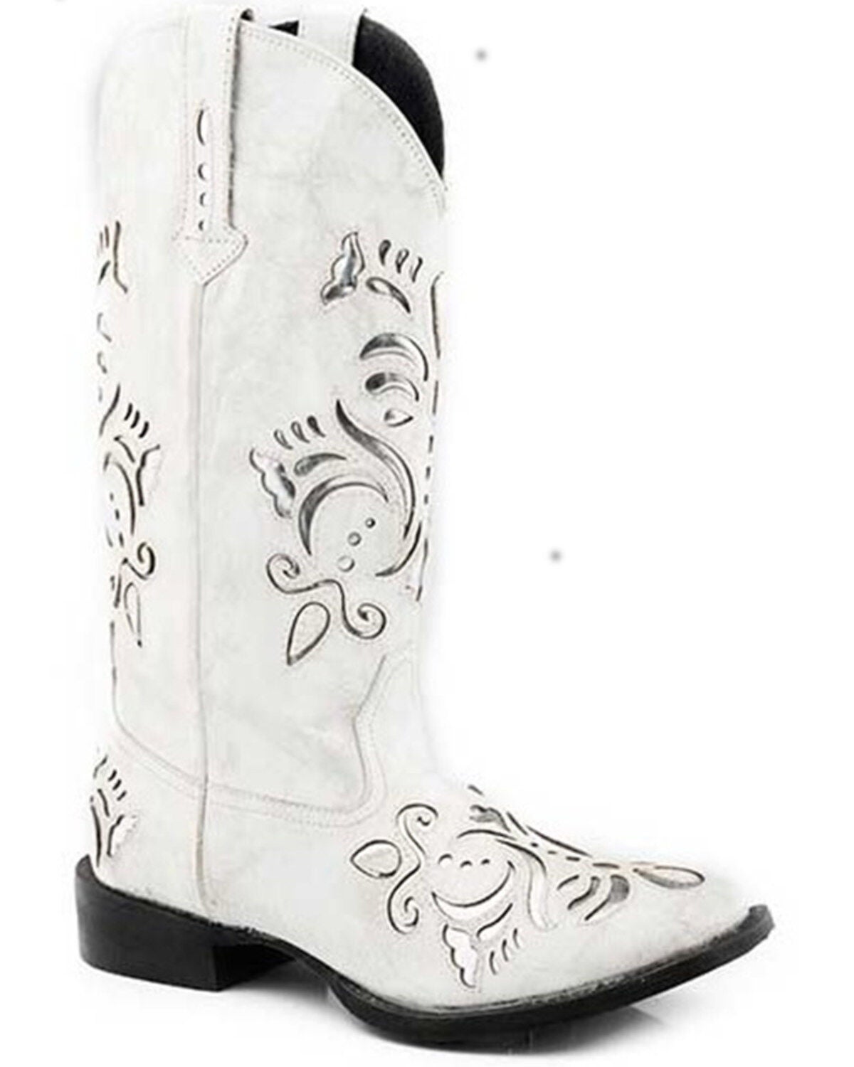 Roper Women's Belle Underlay Fashion Western Boots - Broad Square Toe, White, hi-res
