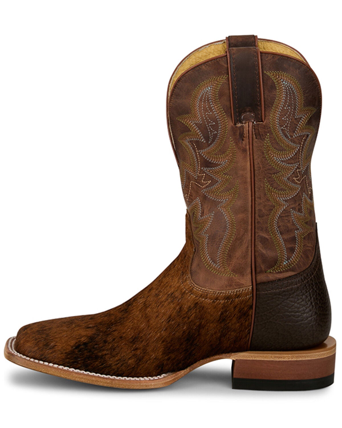 Image #3 - Justin Men's Hairon Hide Western Boots - Broad Square Toe, Brown, hi-res