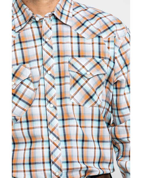 Image #4 - Wrangler 20X Men's Advanced Comfort Orange Plaid Long Sleeve Western Shirt , Orange, hi-res
