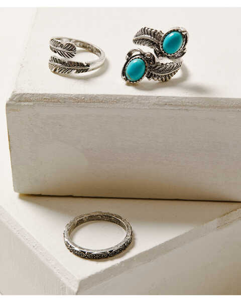 Image #3 - Shyanne Women's Wild Blossom Turquoise Ring Set, Silver, hi-res