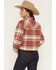 Image #4 - Shyanne Women's Pershing Plaid Print Long Sleeve Cropped Flannel Shirt, Caramel, hi-res