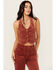 Image #1 - Rolla's Women's Corduroy Halter Vest, Brick Red, hi-res