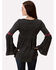 Image #2 - Studio West Women's Bell Sleeve Embroidered Top, Black, hi-res