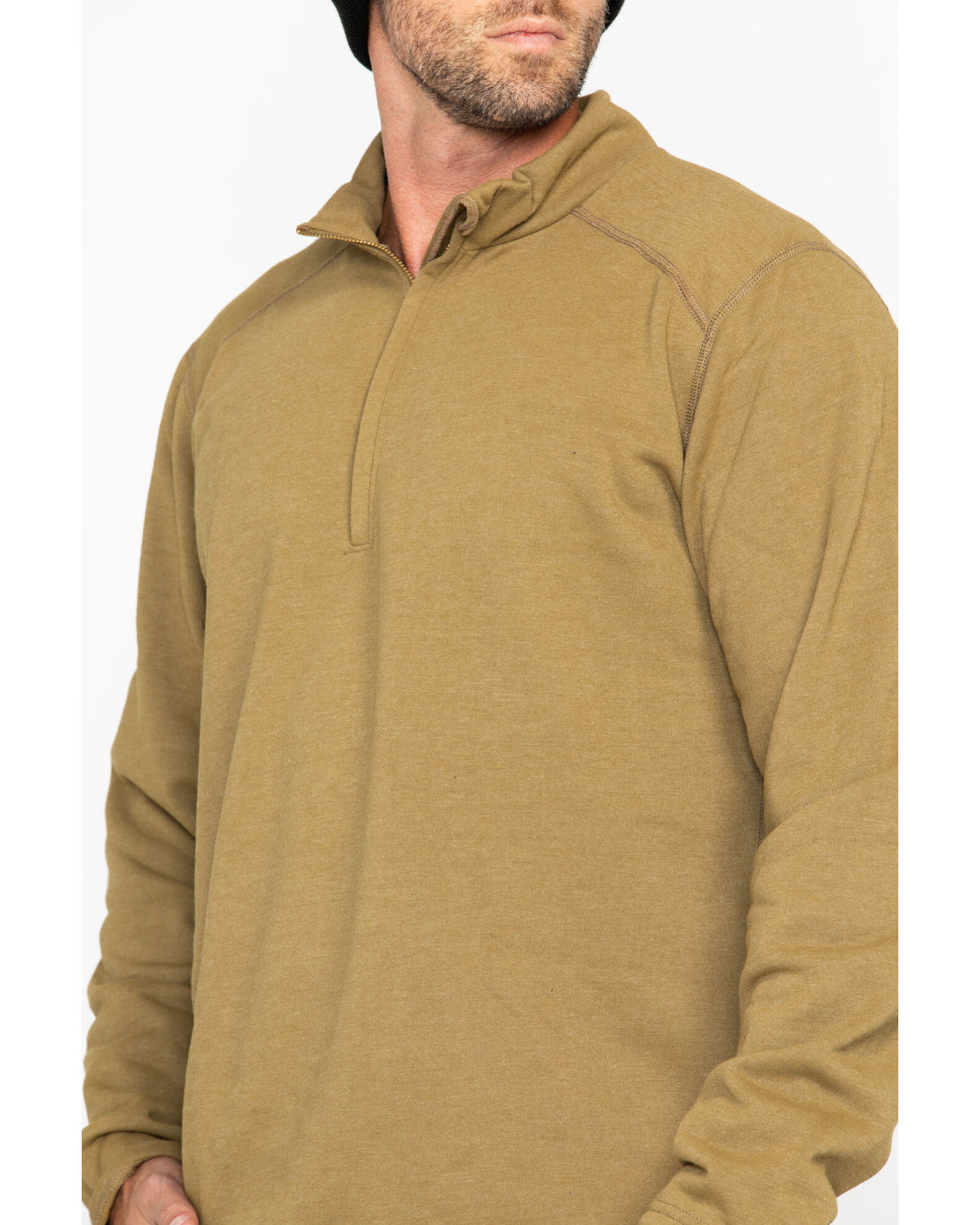 NSA Drifire Men's FR Mock Zip Fleece Work Pullover, Brown