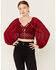 Image #1 - Flying Tomato Women's Crochet Front Long Sleeve Top, , hi-res