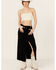 Image #1 - Vibrant Denim Women's Denim Maxi Skirt, Black, hi-res