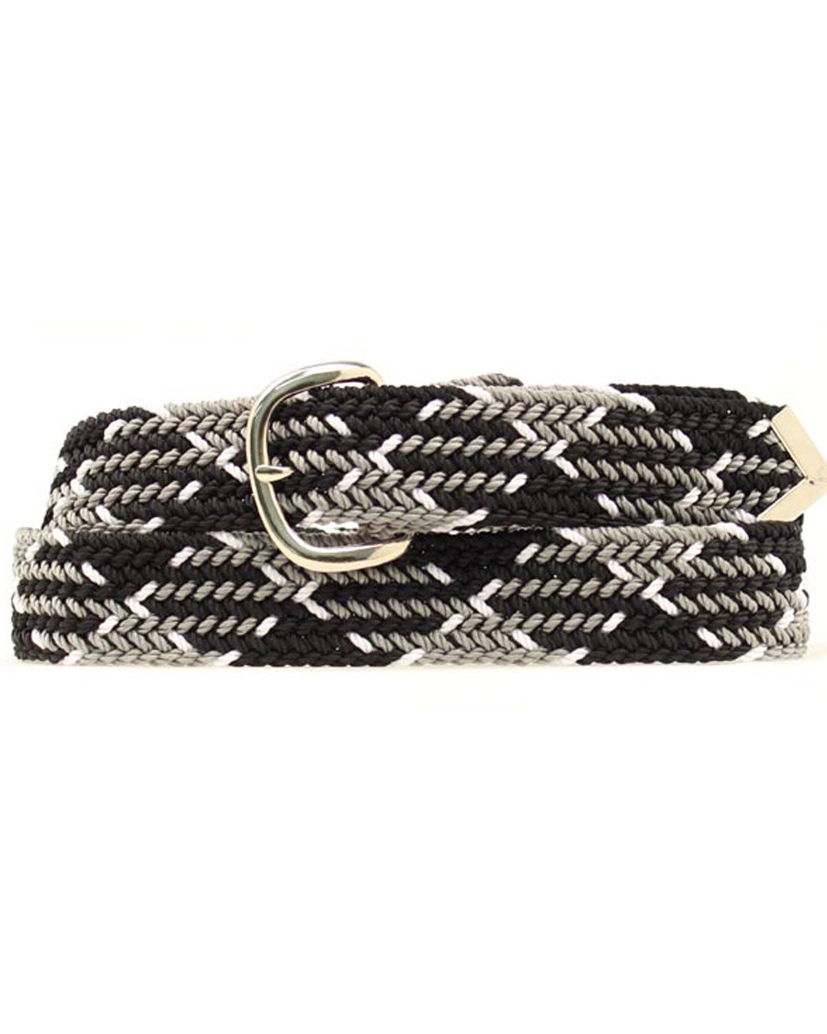 Nocona Men's Machine Woven Braided Belt, Black, hi-res