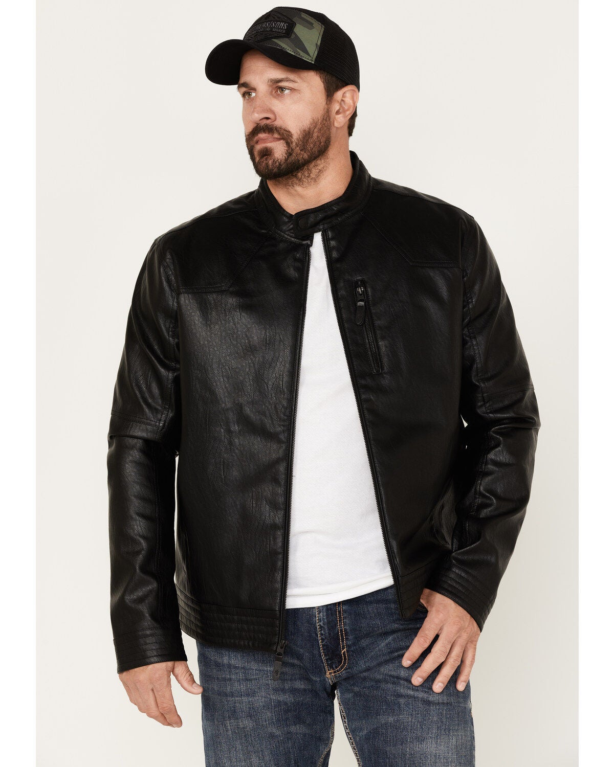 Moonshine Spirit&reg; Men's Roxston Biker Jacket, Black, hi-res