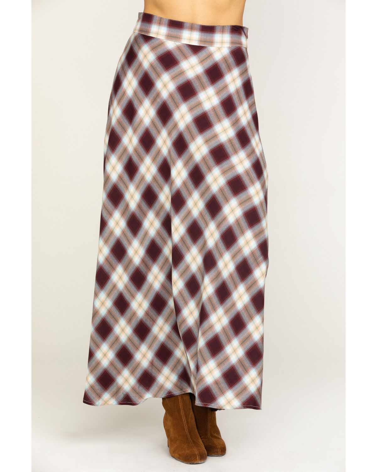 Image #1 - Stetson Women's Plaid Print Maxi Skirt, , hi-res