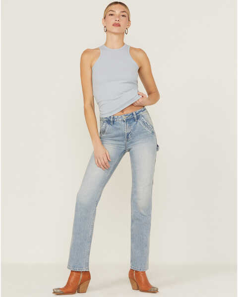 Cleo + Wolf Women's Carpenter Straight Denim Jeans, Light Wash, hi-res