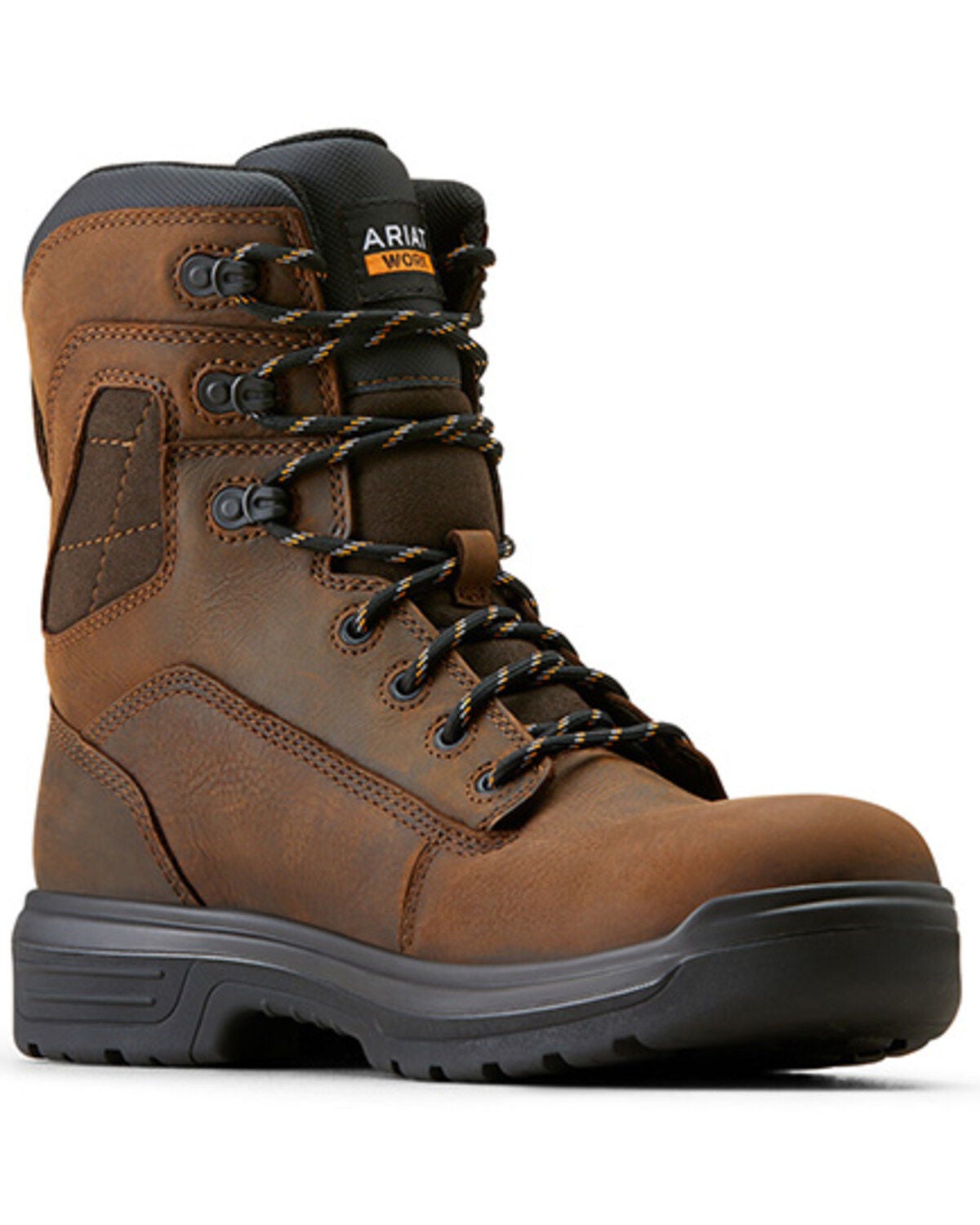 Ariat Men's 8" Turbo Waterproof Work Boots - Soft Toe, Brown, hi-res