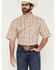 Image #1 - George Strait by Wrangler Men's Paisley Print Short Sleeve Button-Down Stretch Western Shirt - Tall, Tan, hi-res