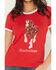 Image #3 - Budweiser Women's Ringer Clydesdales Short Sleeve Graphic Ringer Tee, Red, hi-res