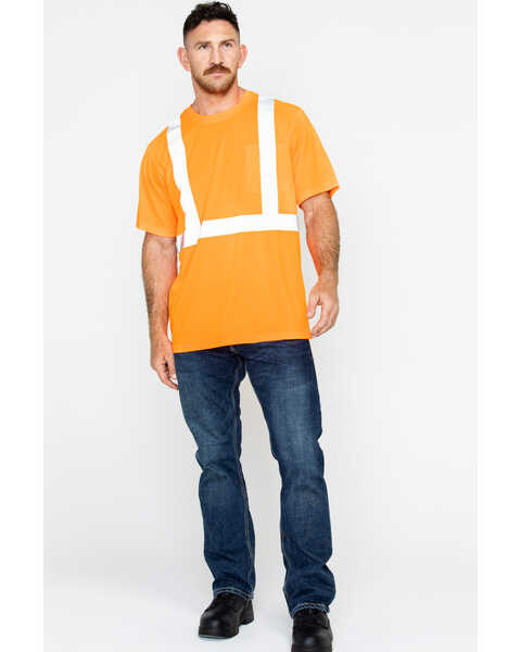 Image #6 - Hawx Men's Short Sleeve Reflective Work Tee - Big & Tall, Orange, hi-res