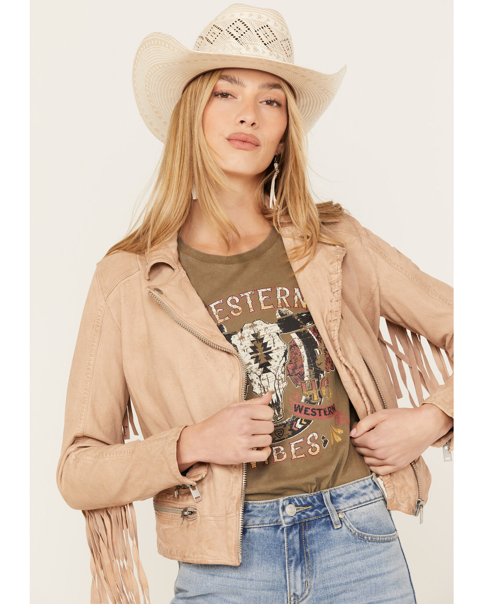 Beige deals fringe jacket