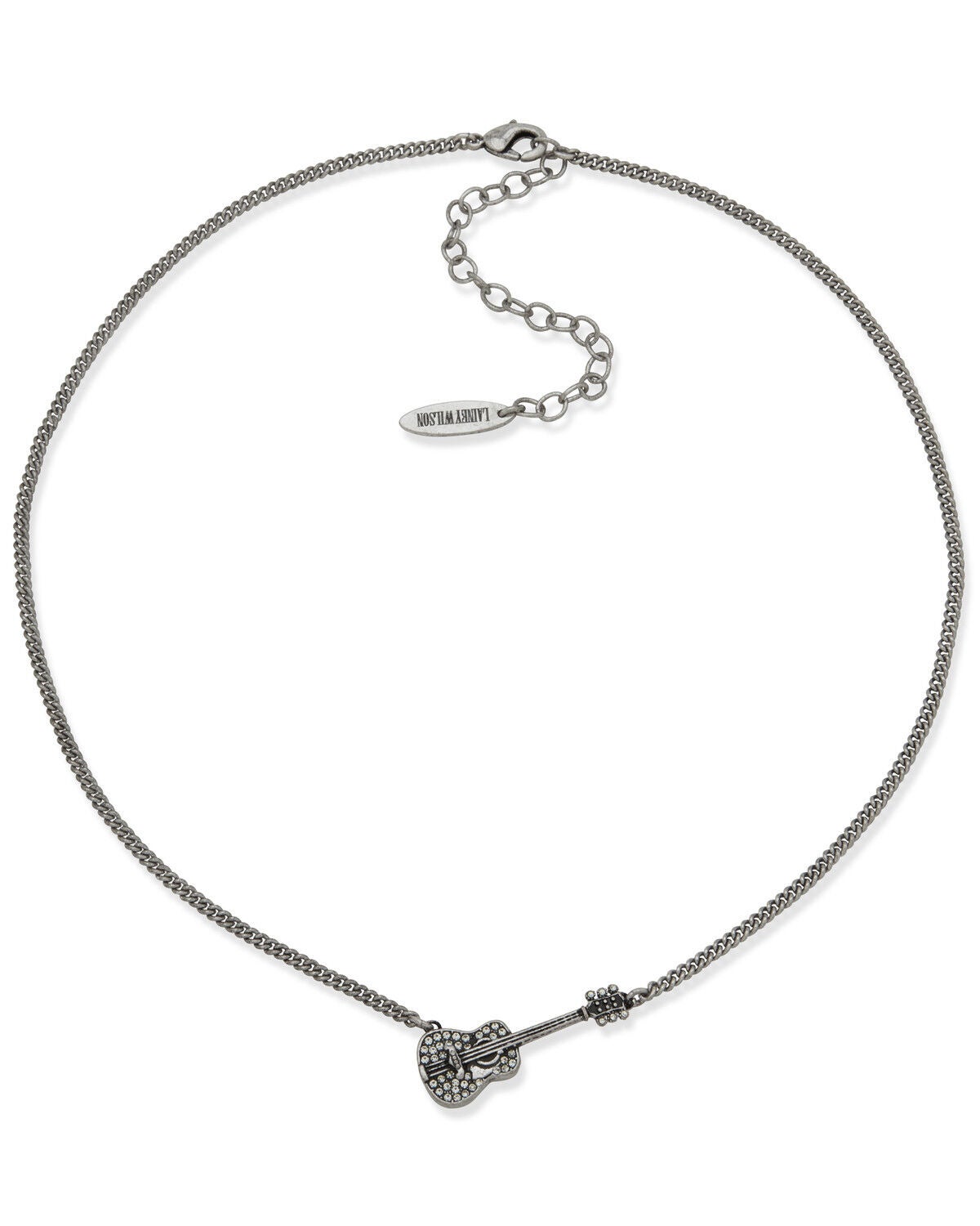 Lainey Wilson Women's Pav&eacute; Guitar Pendant Necklace, Silver, hi-res