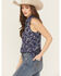 Image #2 - Rock & Roll Denim Women's Running Horses Sleeveless Snap Western Shirt, Navy, hi-res