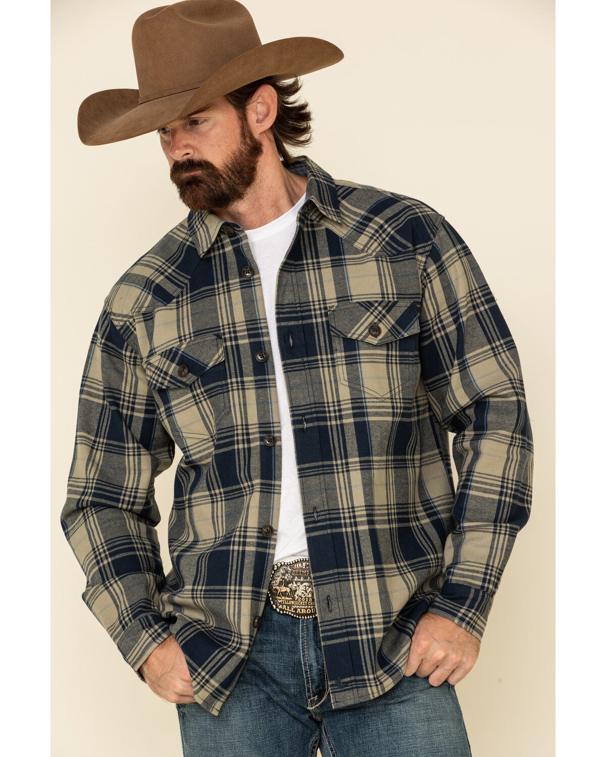 Image #1 - Cody James Men's Bogus Large Bonded Plaid Long Sleeve Western Flannel Shirt, , hi-res