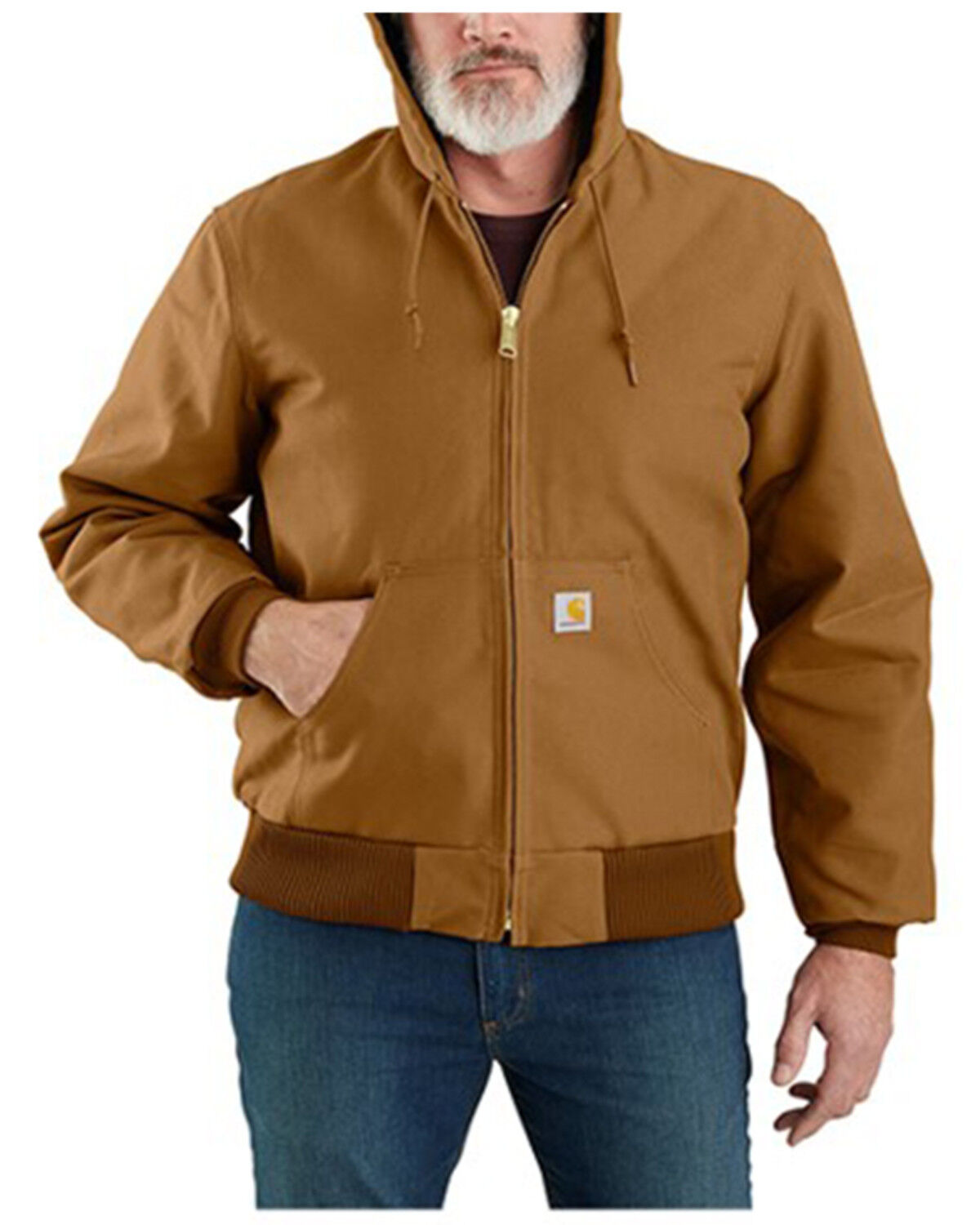 Image #1 - Carhartt Men's Flannel Lined Loose Fit Firm Duck Active Jacket, Brown, hi-res
