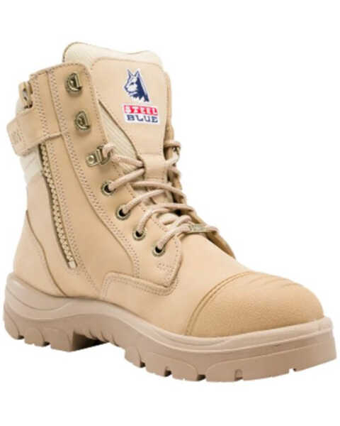 Steel Blue Men's Southern Cross 6" Zip & Lace-Up WP Scuff Work Boot - Steel Toe, Sand, hi-res