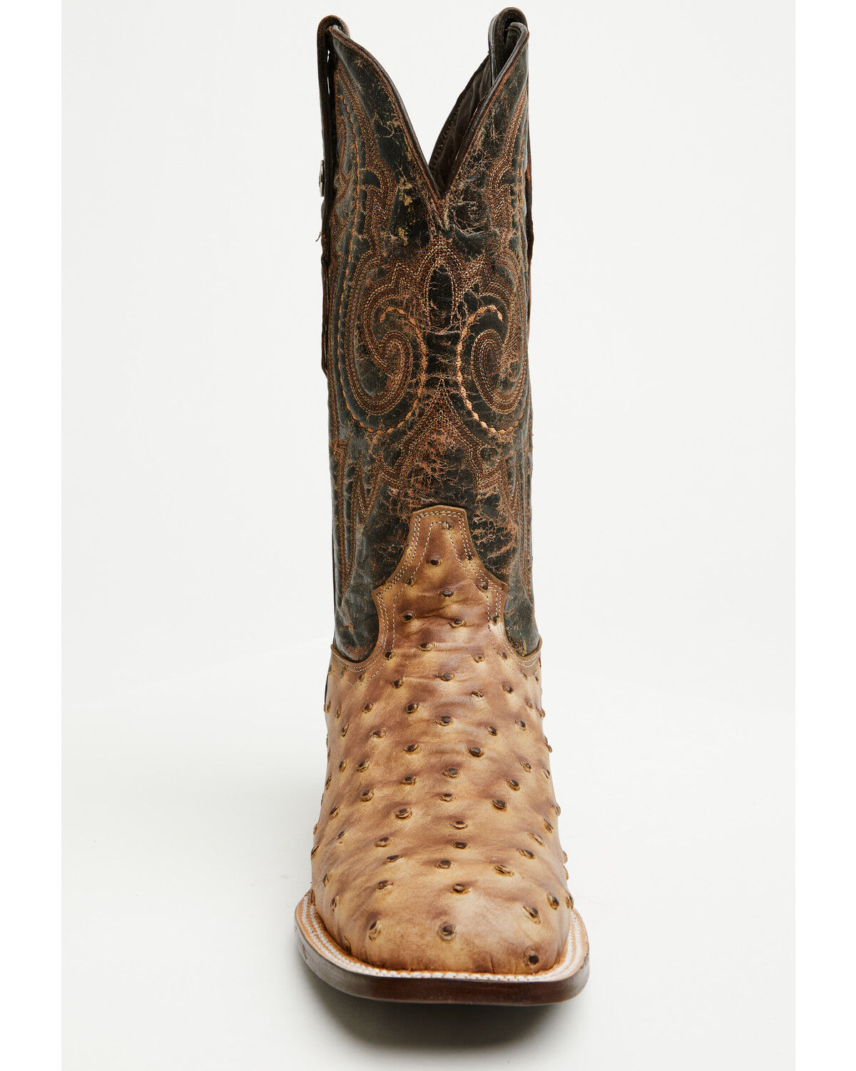 Tanner Mark Men's Ostrich Print Western Boots - Broad Square Toe