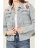 Image #3 - Driftwood Women's Light Wash Embroidered Steer Head Denim Shacket, Light Wash, hi-res