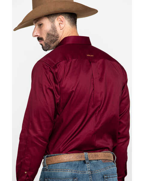Image #5 - Ariat Men's Burgundy Solid Twill Long Sleeve Western Shirt - Big & Tall , Burgundy, hi-res