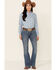 Image #1 - Stetson Women's Embroidered Schiffli Paisley Long Sleeve Snap Western Shirt, Blue, hi-res