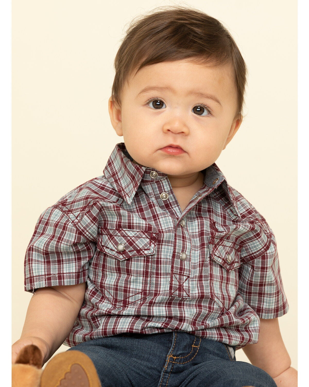 Small Plaid Short Sleeve Onesie | Boot Barn