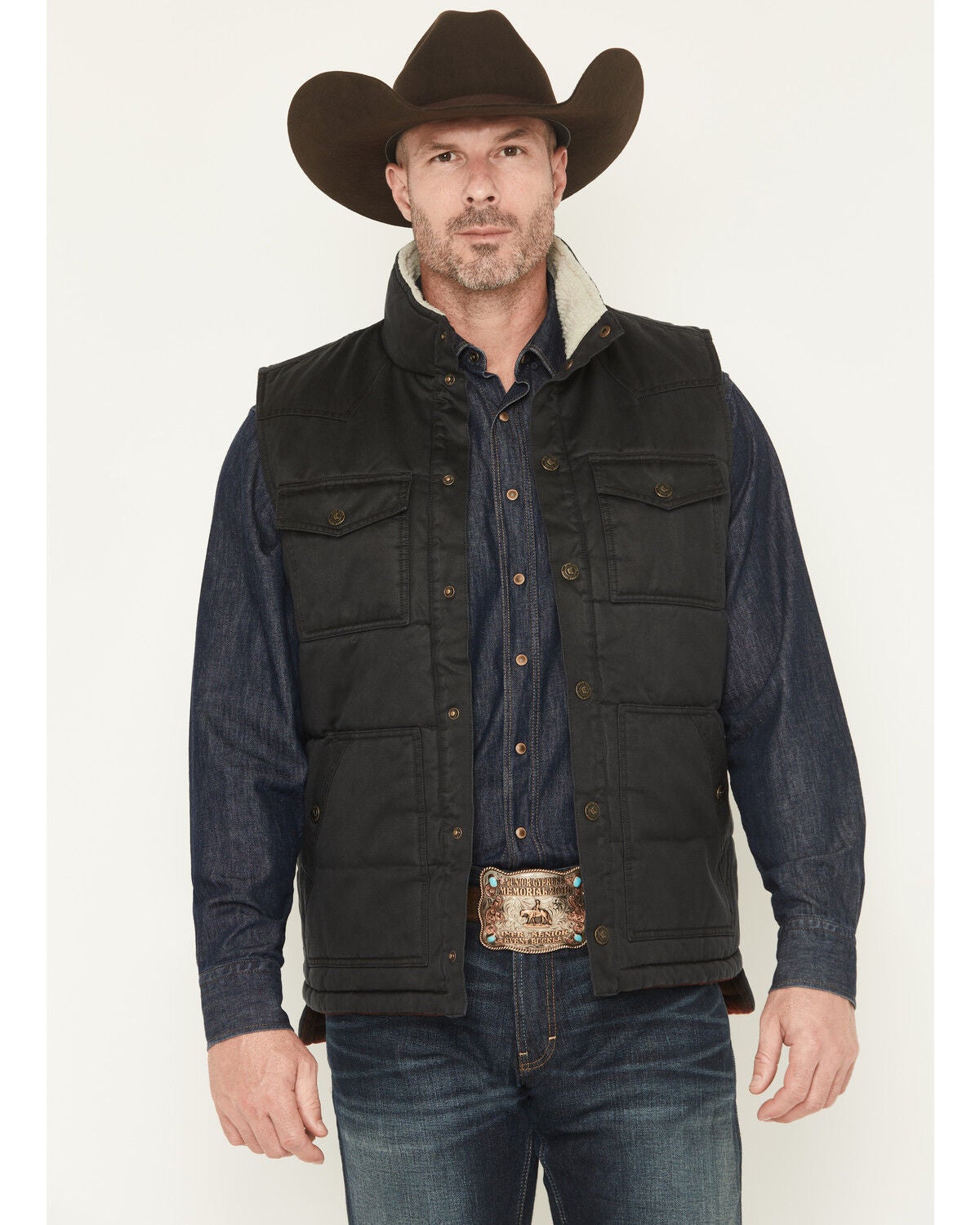 Cody James Men's Oil Slick Snap Lined Vest - Tall, Black, hi-res