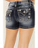 Miss Me Women's Americana Star Dark Wash Embroidered Pocket Shorts, Blue, hi-res