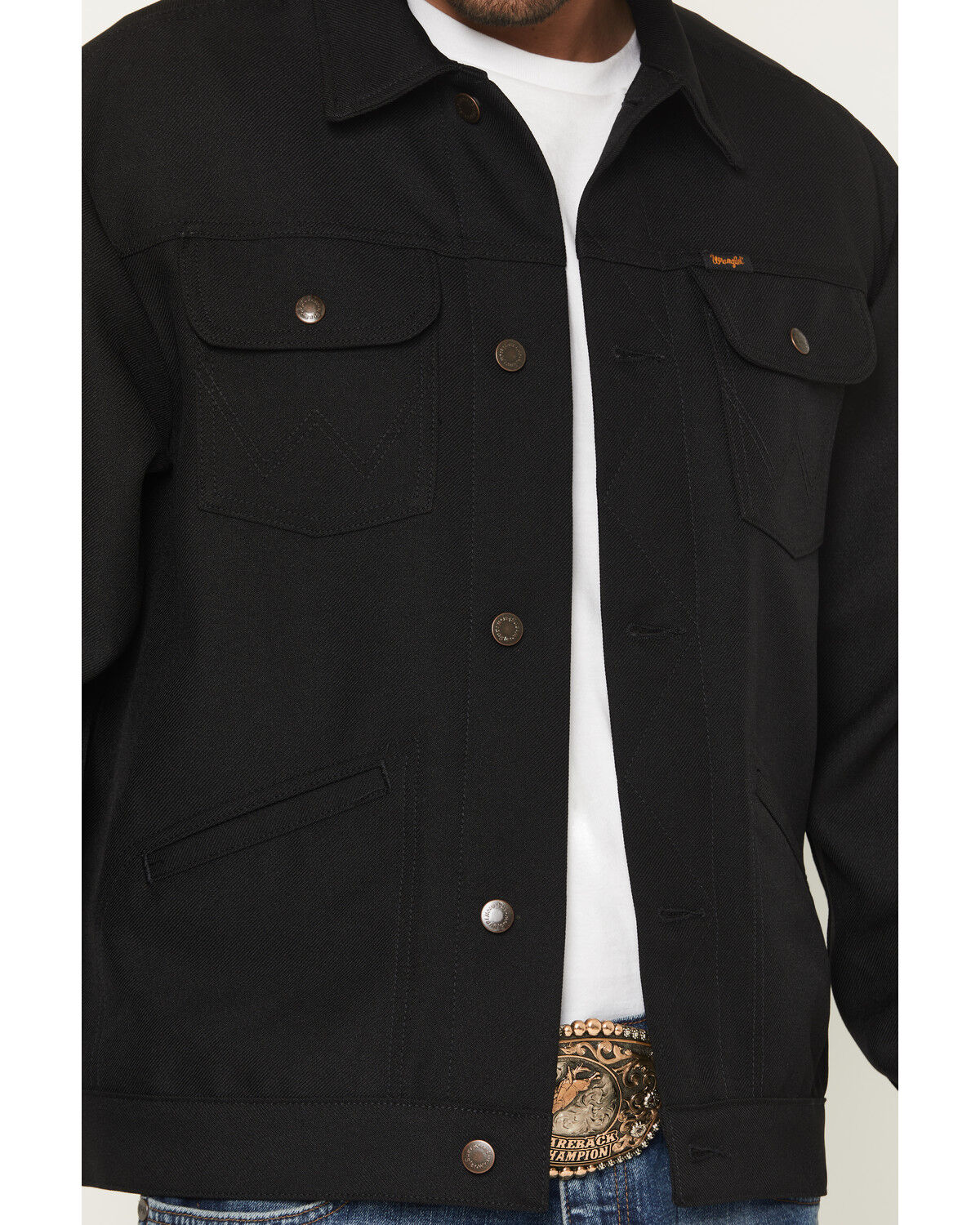 Image #3 - Wrangler Men's Wrancher® Button-Down Jacket, Black, hi-res