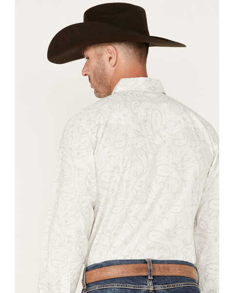 Cinch Men's Modern Fit Large Paisley Print Snap Western Shirt , Cream, hi-res