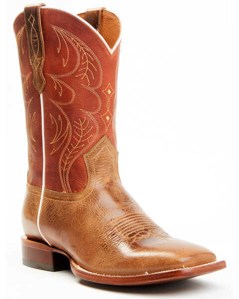 Image #1 - Cody James Men's Upper Two-Tone Leather Western Boots - Broad Square Toe , Orange, hi-res