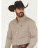 Image #2 - Cowboy Hardware Men's Basket Weave Geo Print Long Sleeve Button-Down Stretch Western Shirt, Tan, hi-res