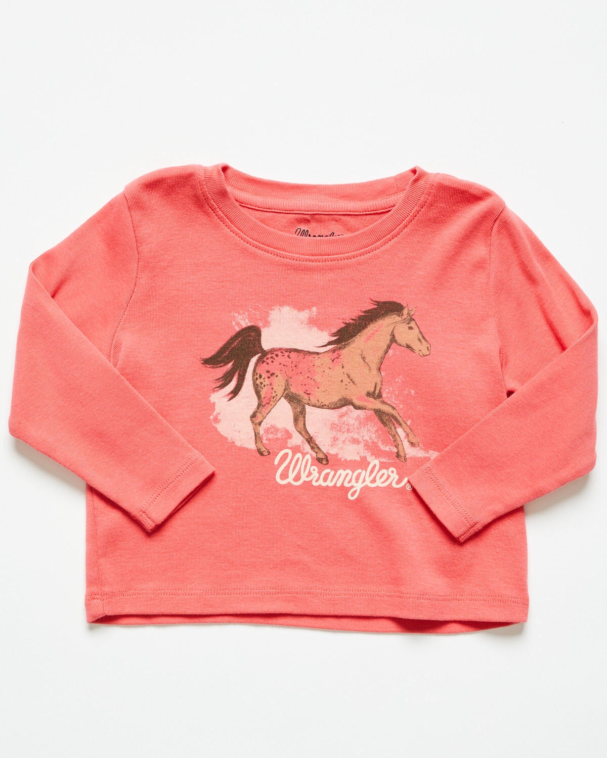 Wrangler Infant Girls' Horse Long Sleeve Graphic Shirt, Pink, hi-res