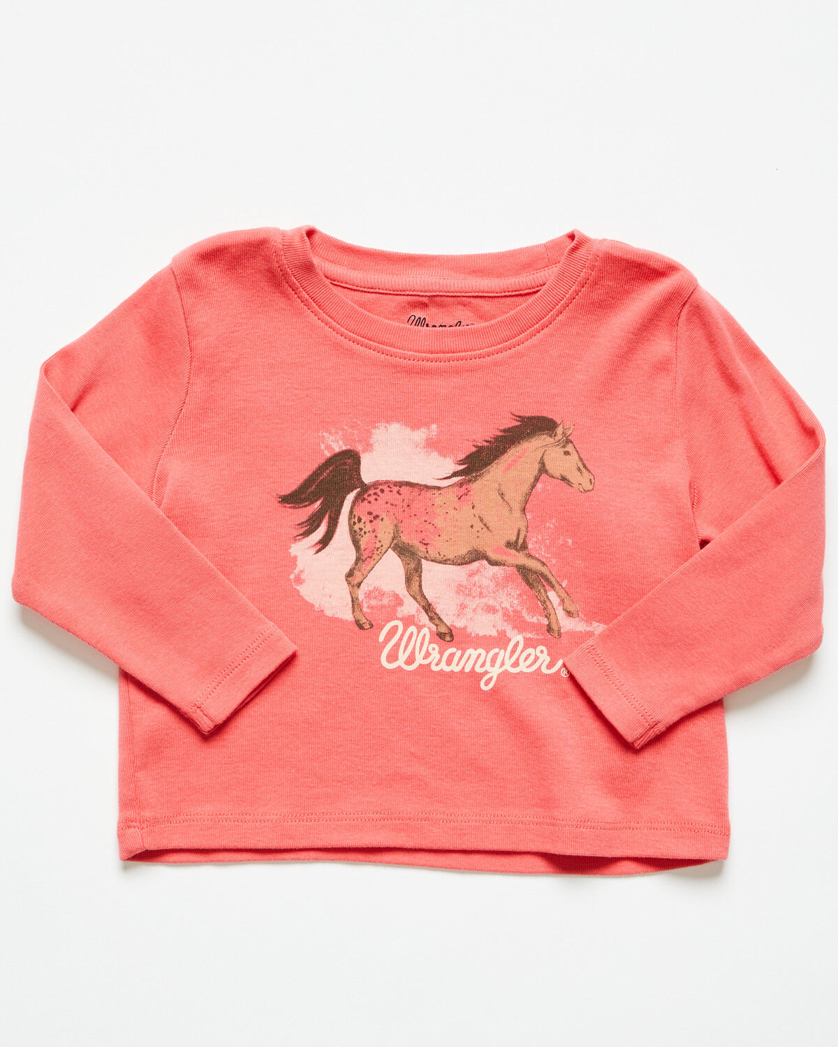 Image #1 - Wrangler Infant Girls' Horse Long Sleeve Graphic Shirt, Pink, hi-res