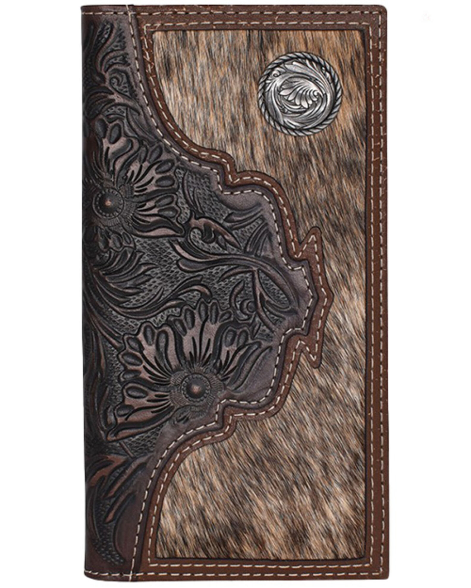Justin Men's Hair on Hide Tooled Rodeo Wallet