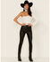 Image #1 - Free People Women's Black Spitfire Stacked Faux Leather Skinny Pants, Black, hi-res