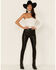 Image #1 - Free People Women's Black Spitfire Stacked Faux Leather Skinny Pants, , hi-res