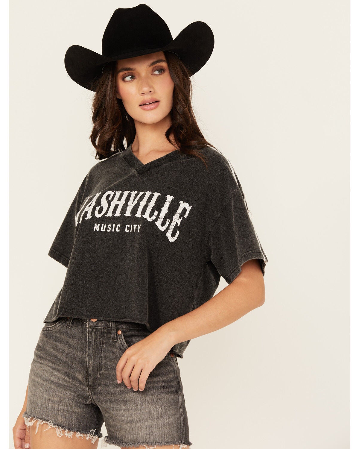 Youth in Revolt Women's Nashville Varsity Short Sleeve Graphic Tee, Black, hi-res