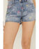 Image #2 - Vibrant Denim Women's Medium Wash High Rise Floral Embellished Denim Shorts, Medium Wash, hi-res